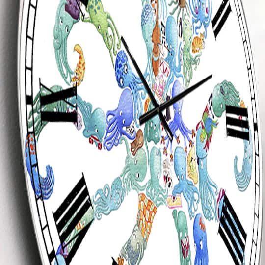 Designart 'Octopus Made Of Octopus Large Nautical & Coastal Wall Clock